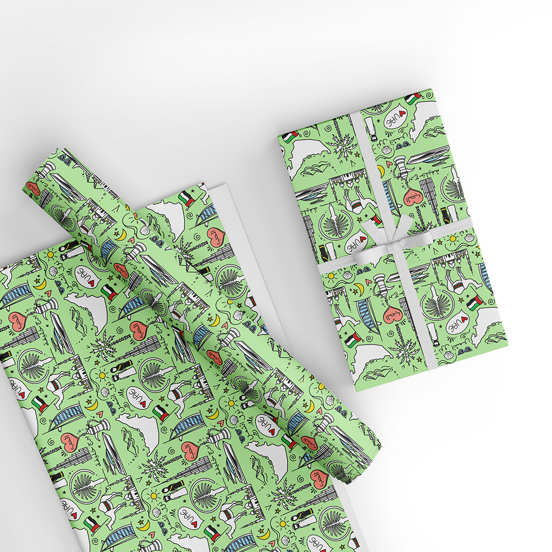 UAE Kids Wrapping Paper - Green