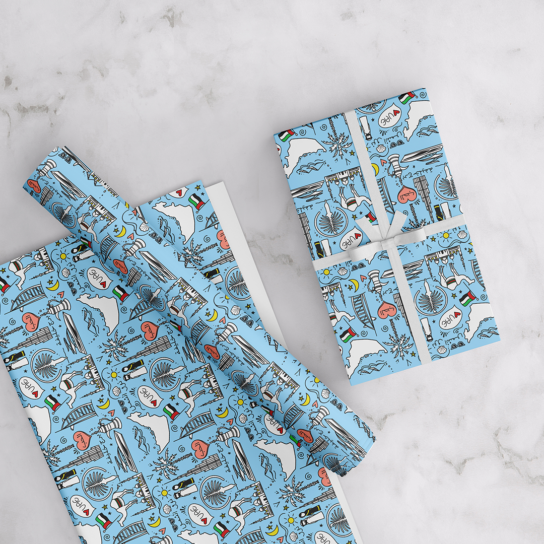 UAE Kids Wrapping Paper - Blue