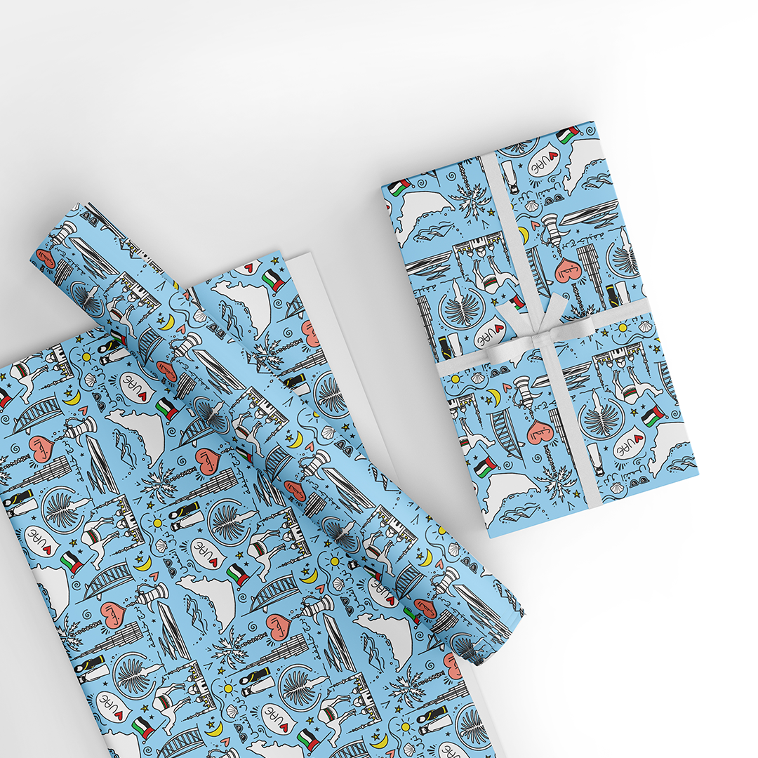 UAE Kids Wrapping Paper - Blue