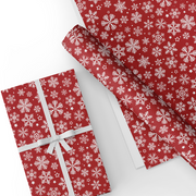 Snowflakes, Red, Christmas Gift Wrapping Paper
