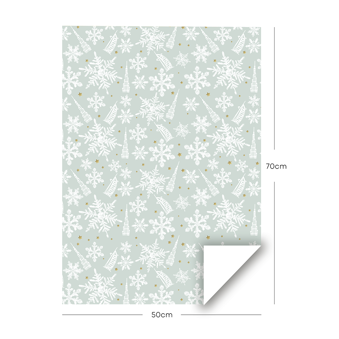 Snowflakes, UAE Theme, Christmas Gift Wrapping Paper