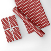 Red & White Love-Themed Wrapping Paper, 4 Sheets