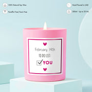 Scented Candle - Valentine To do list, Pink