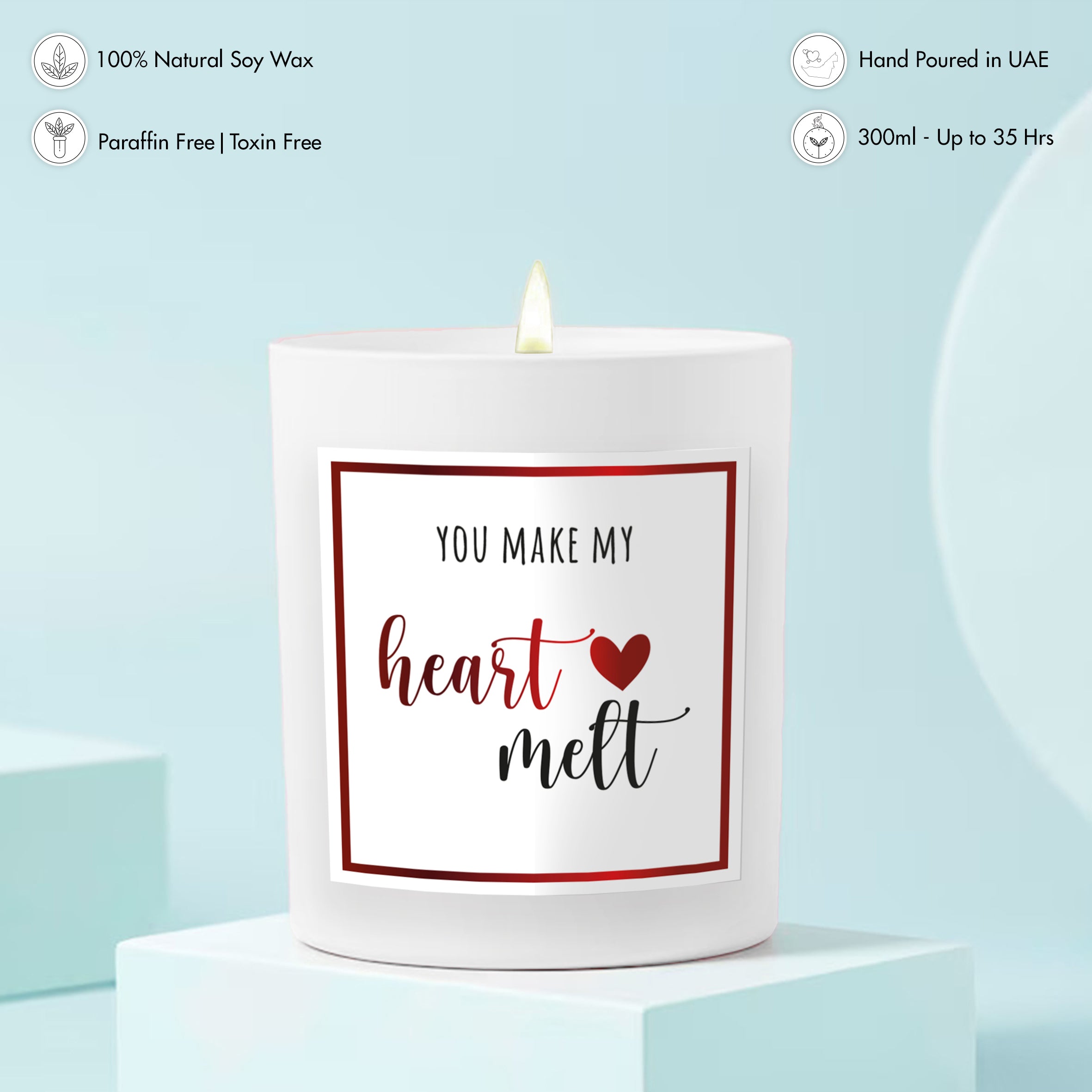 Scented Candle - You make my heart melt, White