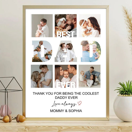 Best Dad Ever Personalised Photo Art Frame White