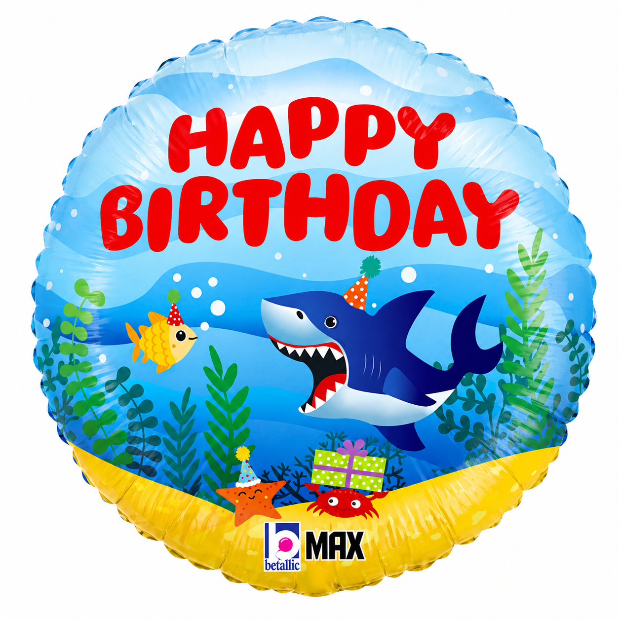 18" PKG HBD Ocean Party Birthday Round