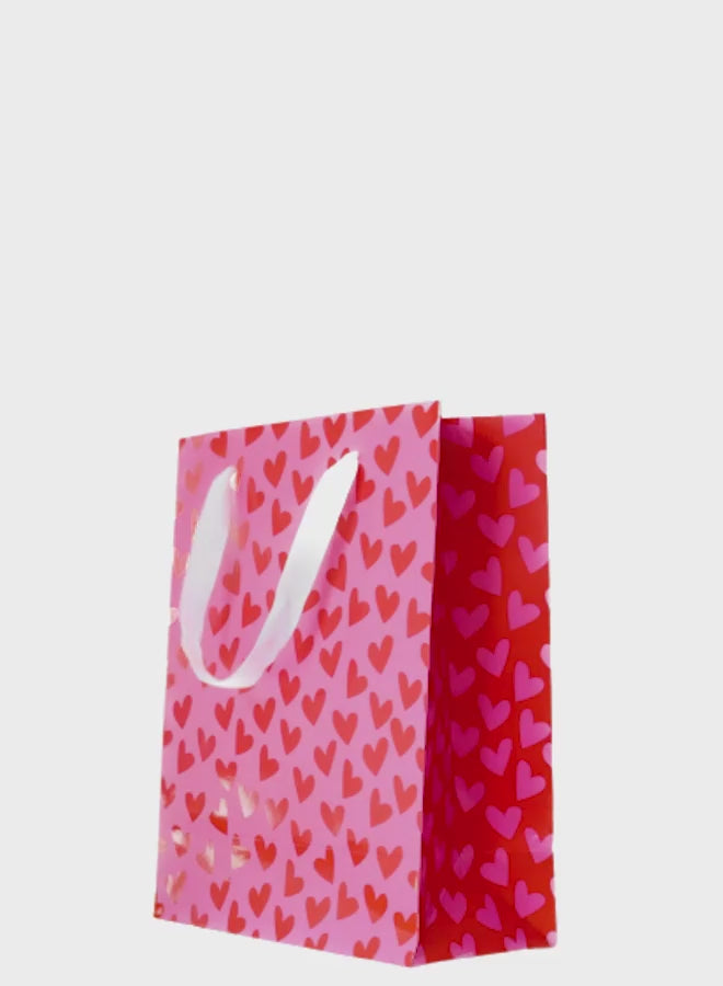 Load video: Pink All Over Hearts Gift Bag, Large