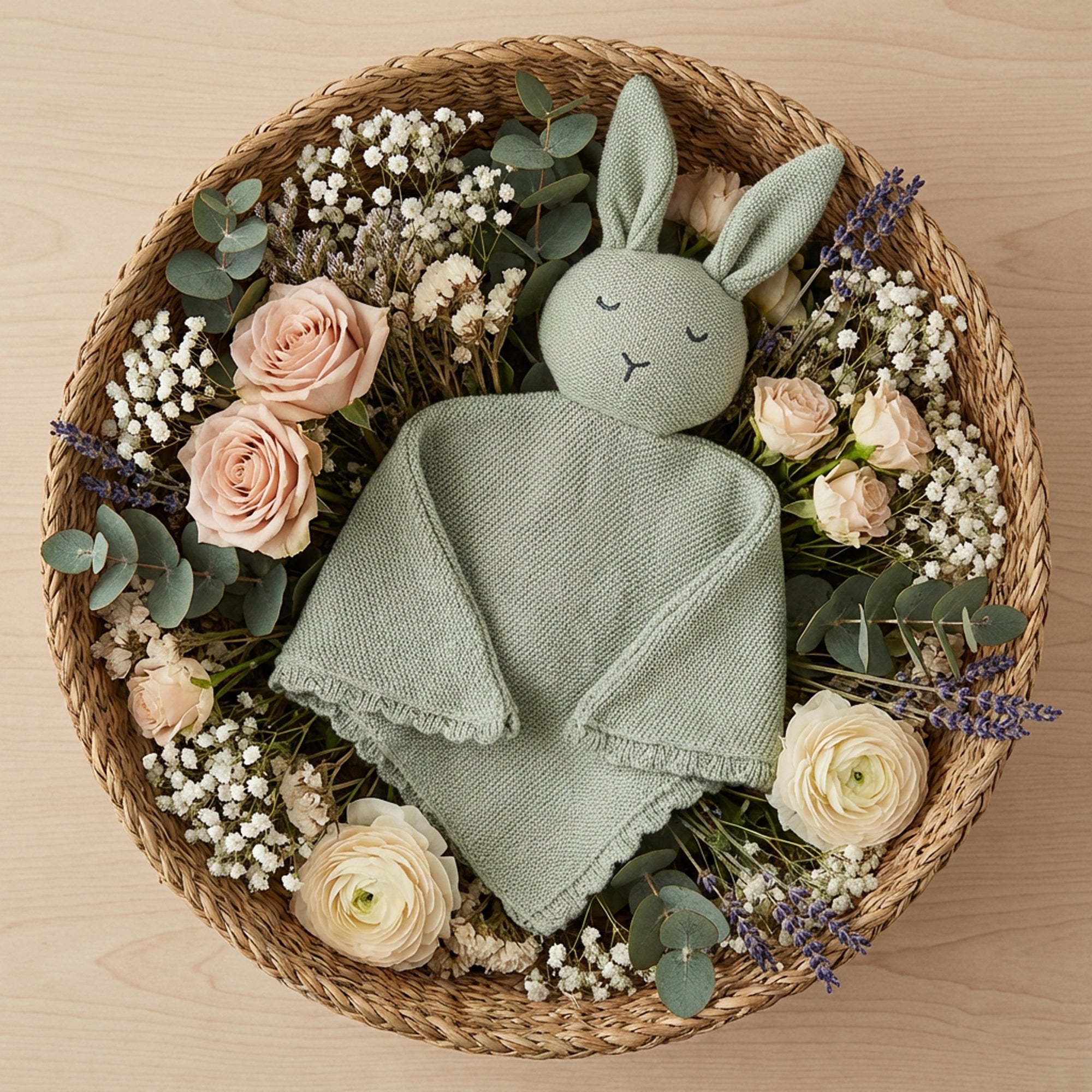 Personalised Baby Knitted Lovey Blanket - Green