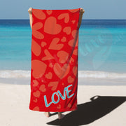 Love with Hearts Beach Towel