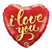 18" Red and Gold "I love you" Helium Balloon