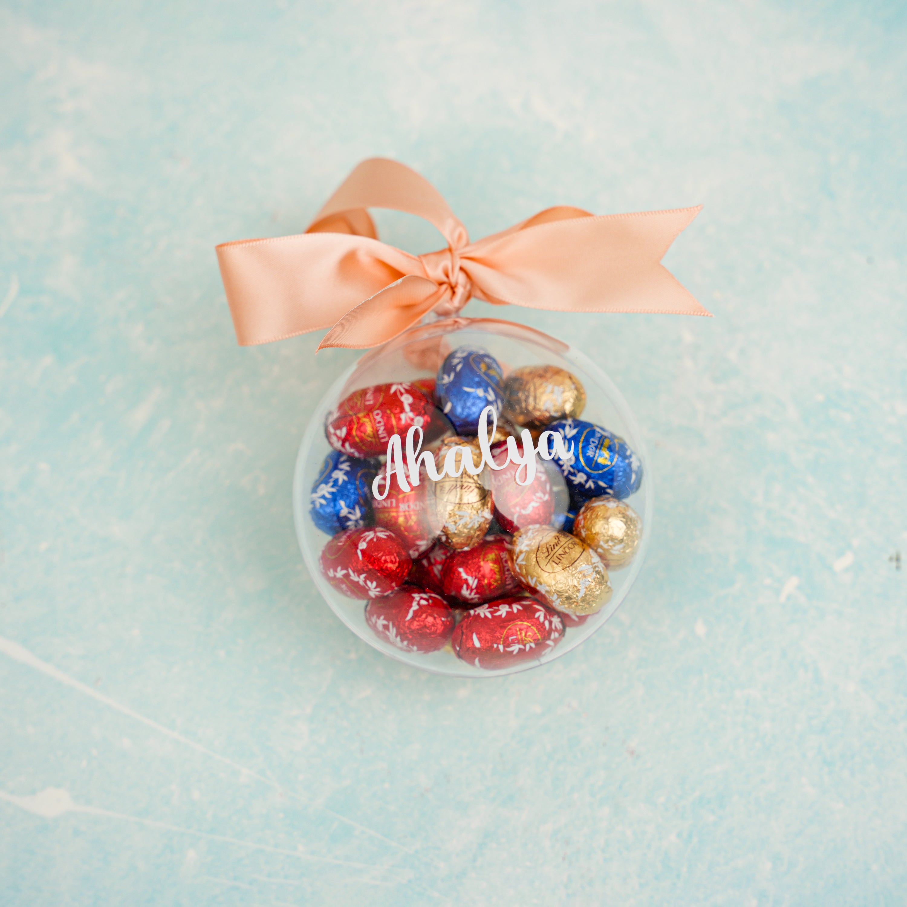 Personalised Bauble with Assorted Mini Chocolate Eggs inside