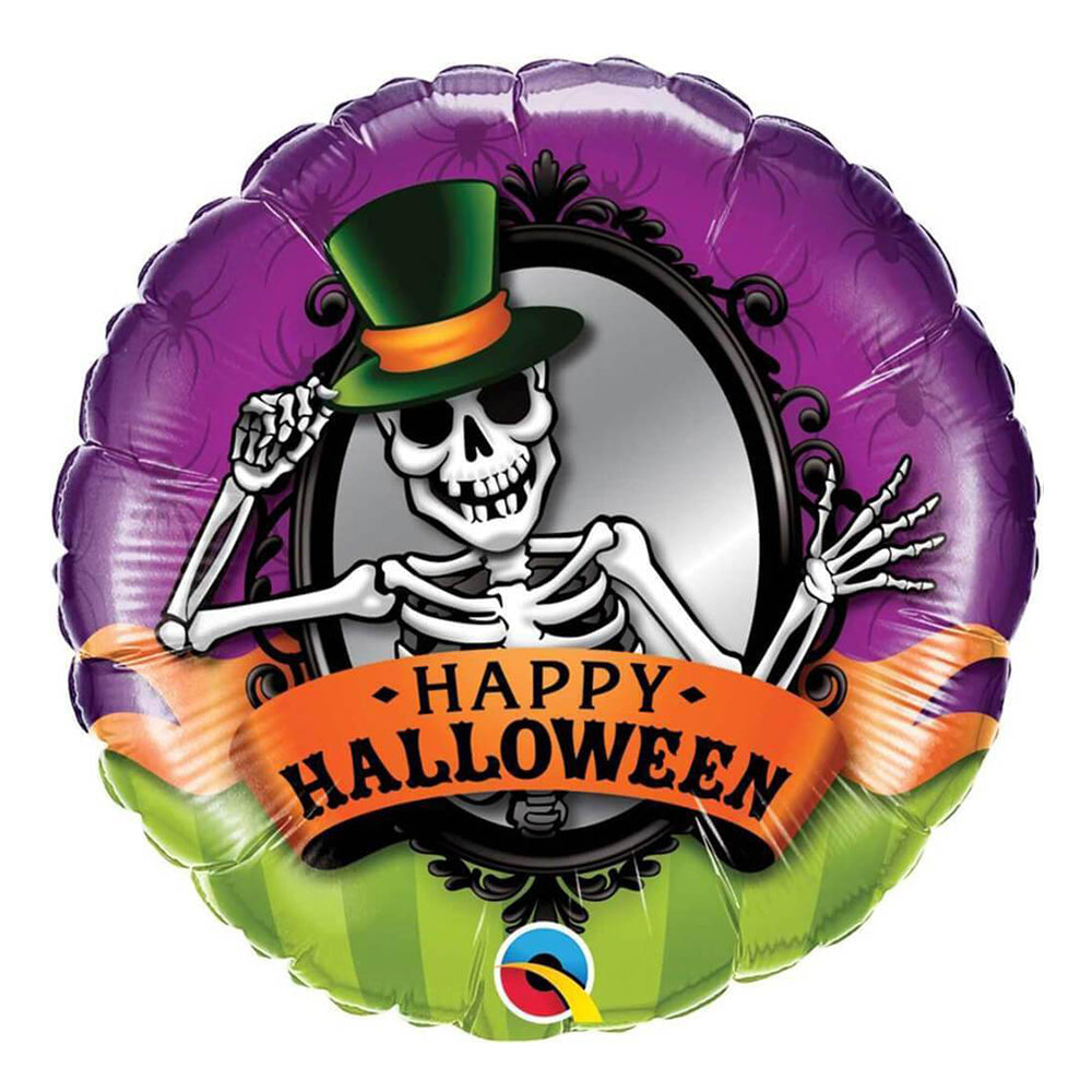 18" Foil Skeleton Happy Halloween