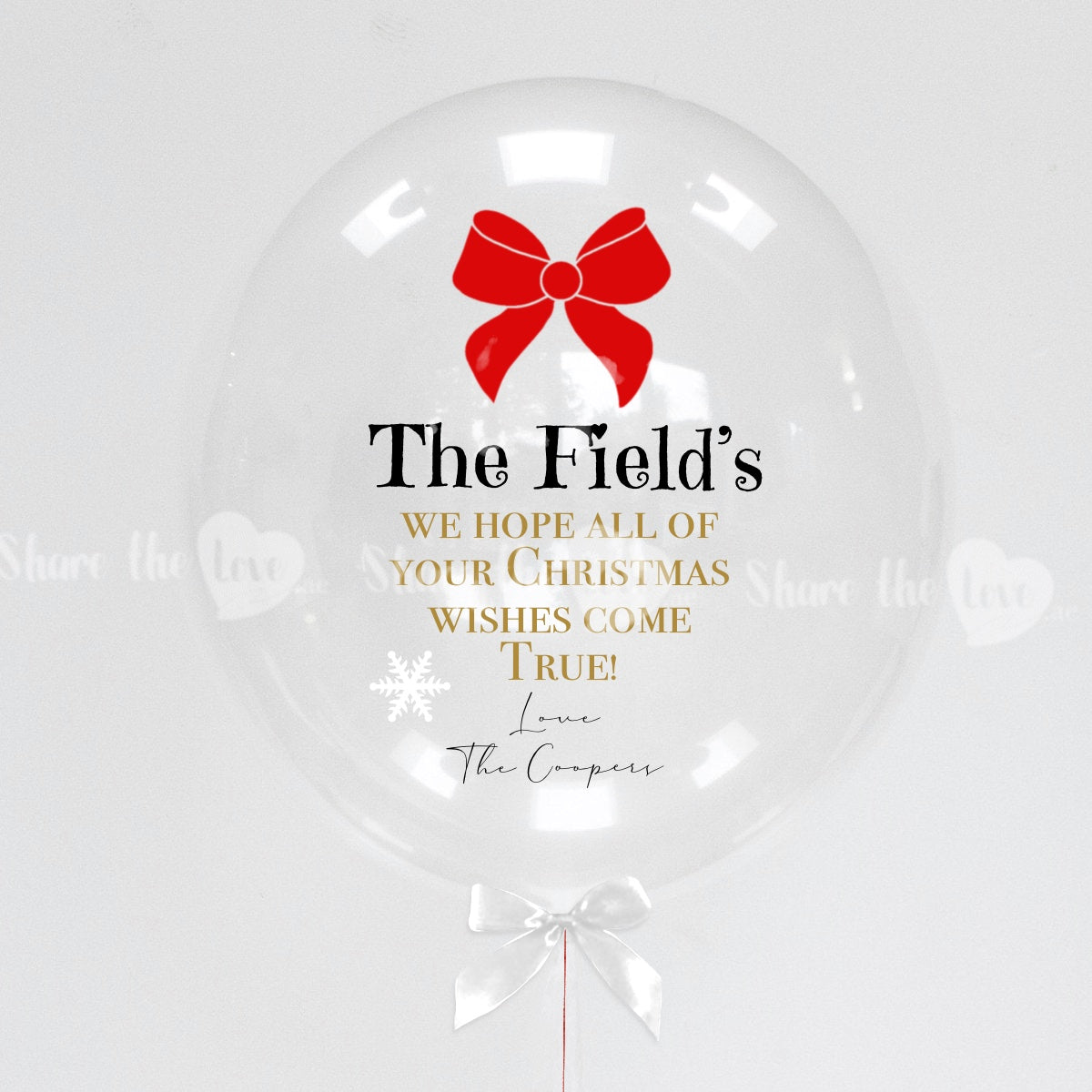 Christmas Bow Red - Personalised Bubble Balloon