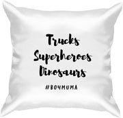 Trucks, Superheroes, Dinasaurs Cushion design