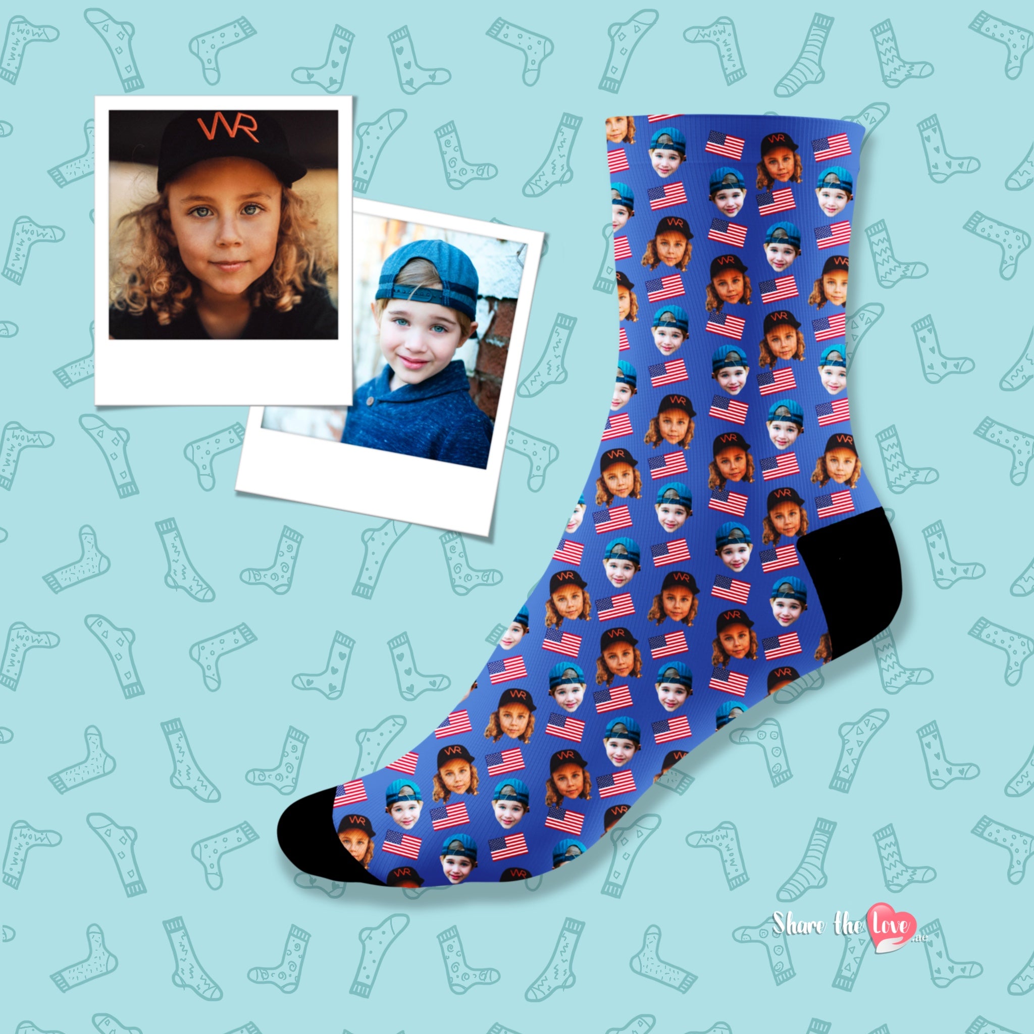 Father's Day Personalised Socks Any Flag