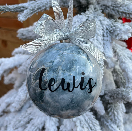 Personalised Marble effect Bauble (10cm)