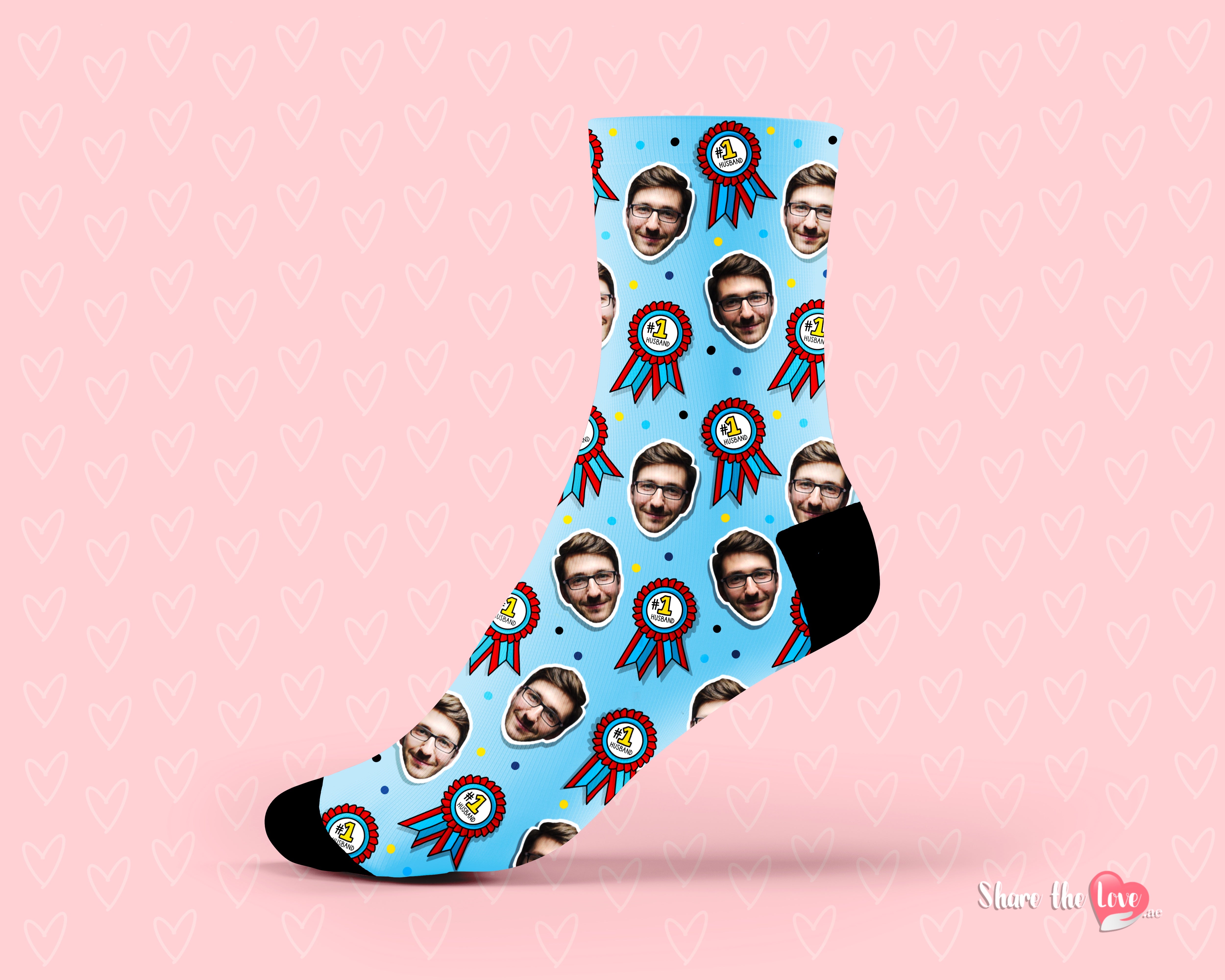'Number 1' Girlfriend, Wife, Husband, Lover Photo Personalised Socks