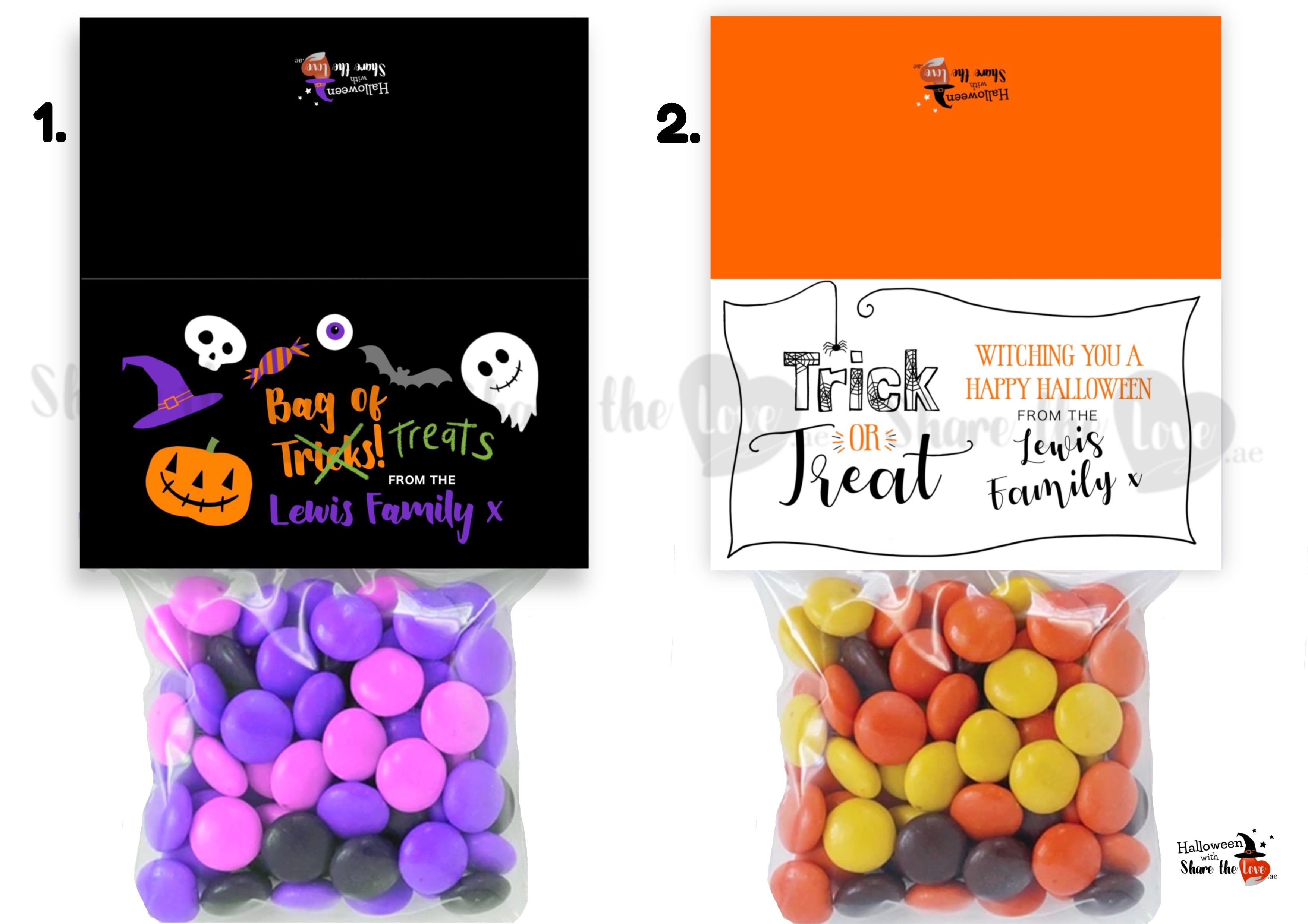 Hallooween Sweets Bag with Personalised Topper